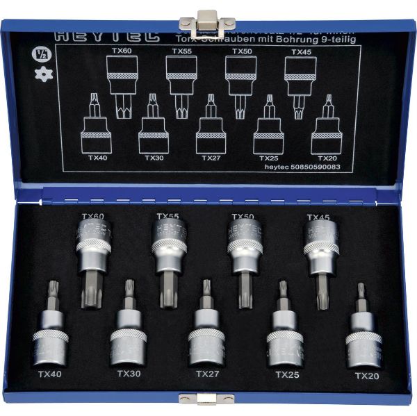 Billede af Heytec topsæt torx m/hul 1/2" 9 dele