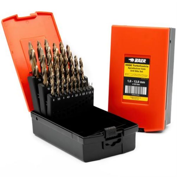 Billede af Baer Spiralborsæt DIN 338 HSS-E TurboCentrix 1,0-13,0mm x 0,5 - 25 dele
