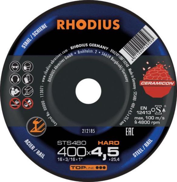 Billede af Rhodius Skæreskive STS 480 HARD TOP Rail 400x4,5x25,4