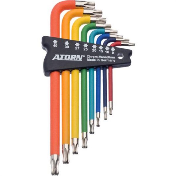 Billede af ATORN vinkelnøglesæt torx  8 dele, T9–T40 kuglehoved, flerfarvet