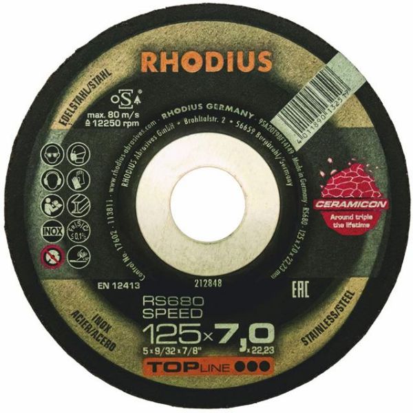 Billede af Rhodius Slibeskive RS680 Speed Ceramicon 125x7,0